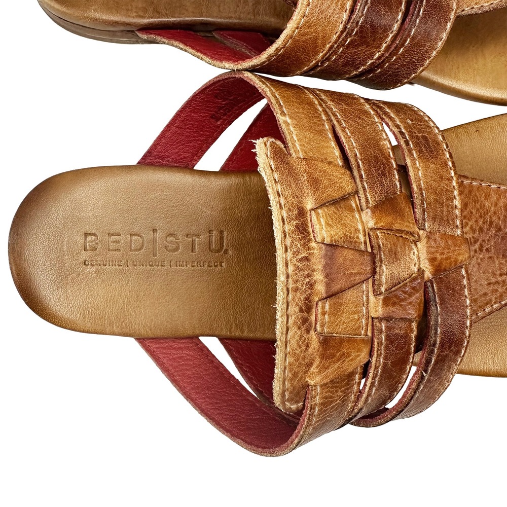 BED STU Yoli Slip-On Leather Thong Sandals • 9 • camel tan rustic boho beach - Picture 8 of 10